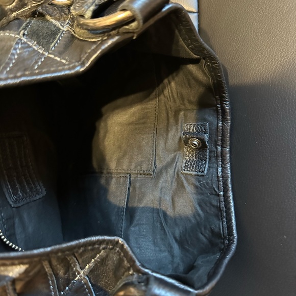 Vintage Lucky brand black and grey leather and suede patchwork hobo. - Picture 5 of 6